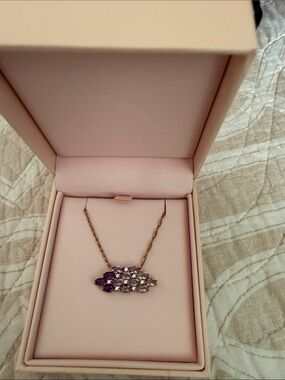 Affinity Rose Gold Necklace with Amethyst Ombré Cluster Pendant NIB. QVC